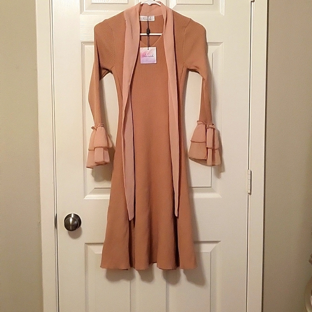 Chicwish “Pretty curve bowknot ribbed dress”